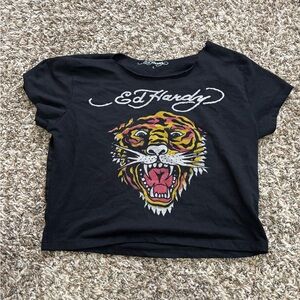Ed Hardy Kids Black Tee with Fierce Tiger Design